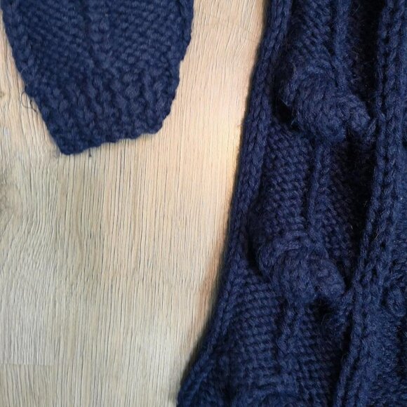 Vintage Wool 3D Cable Knit Fisherman's Cardigan Cozy Car Coat - Picture 10 of 14